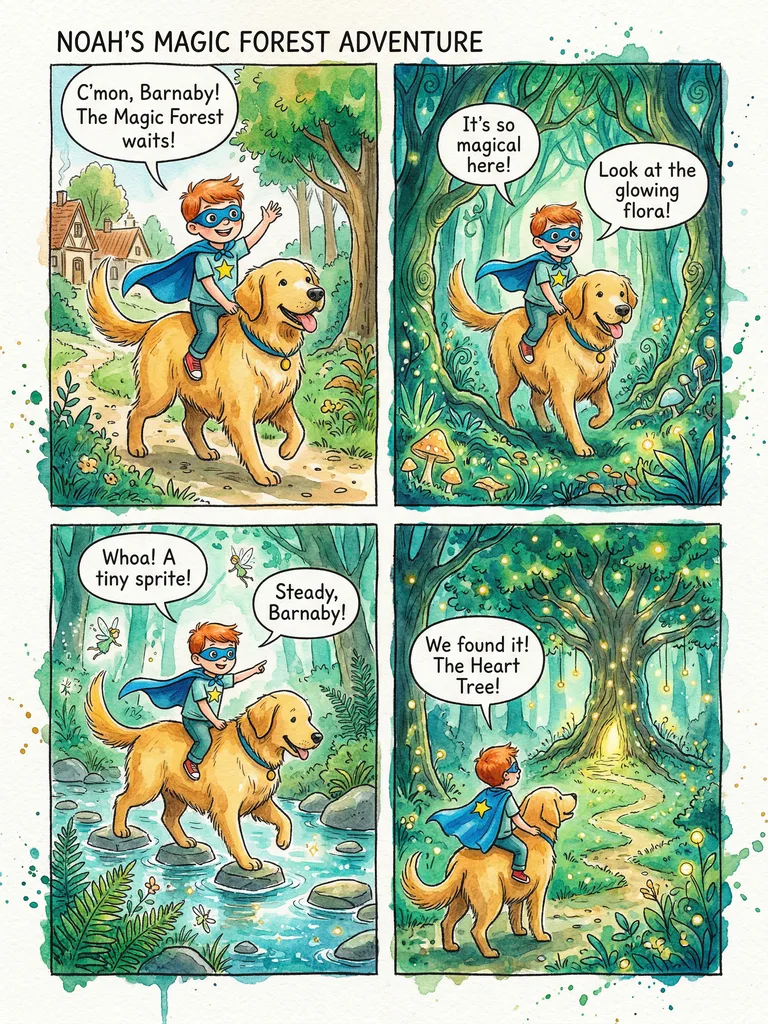 Noah's Magic Forest Adventure — Watercolor interior